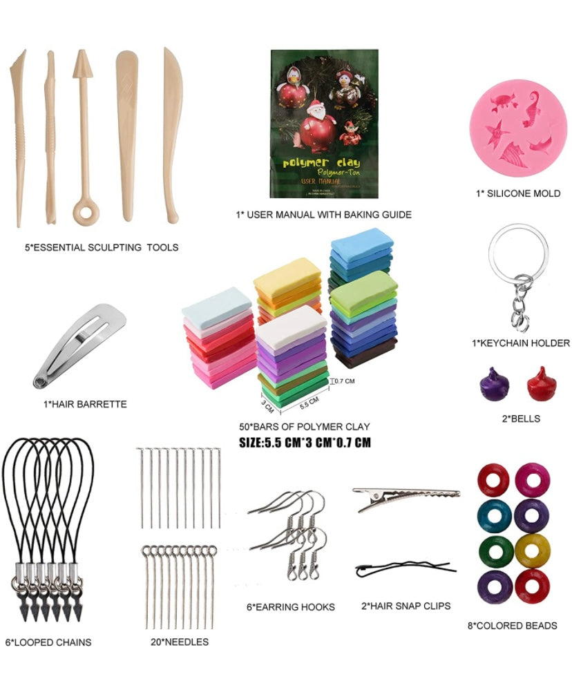 Unleash Your Inner Artist with the CLAYED 50-Color Polymer Clay Kit!