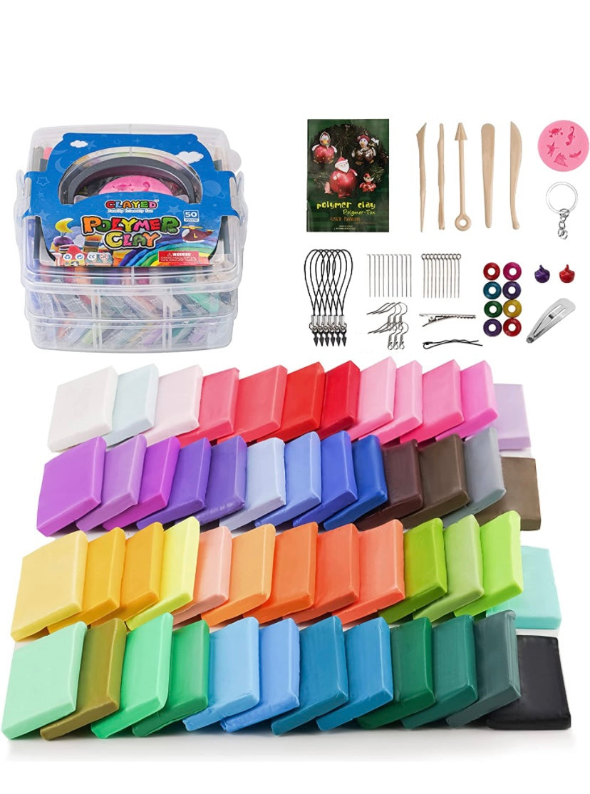 50 color Polymer Clay Set with sculpting tools